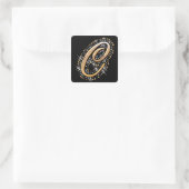 Gouden letter C - Vierkante Sticker (Tas)