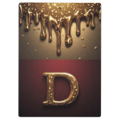 Gouden Letter D Monogram Met Druppelende Metaal Klembord (Achterkant)