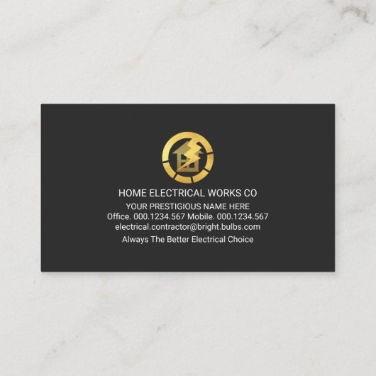 Gouden Letter-e elektrische pictogrammen stroomlij Visitekaartje (Achterkant)