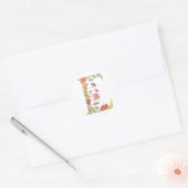 Gouden letter E met bloemen Ronde Sticker (Envelop)