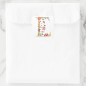 Gouden letter E met bloemen Vierkante Sticker (Tas)