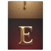 Gouden Letter E Monogram Met Druppelende Metaal Klembord (Achterkant)