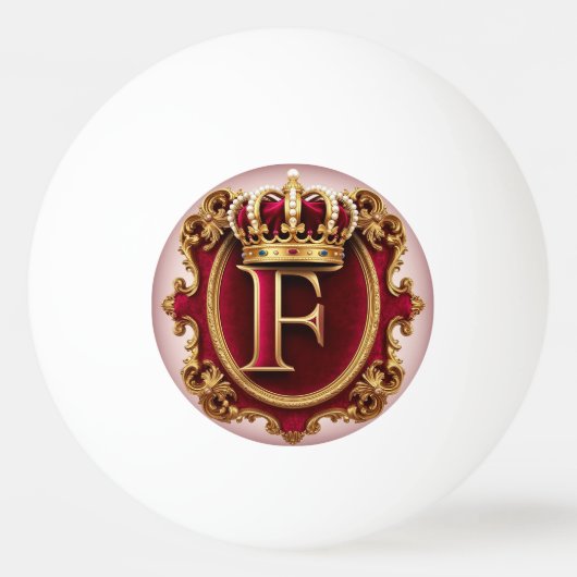 Gouden Letter F Kroon Monogram Luxe Cadeau Pingpongbal (Voorkant)