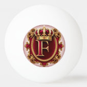 Gouden Letter F Kroon Monogram Luxe Cadeau Pingpongbal (Achterkant)
