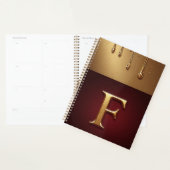 Gouden Letter F Monogram Met Druppelende Metaal Planner (Display)