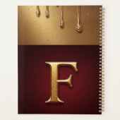 Gouden Letter F Monogram Met Druppelende Metaal Planner (Achterkant)