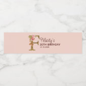 Gouden Letter F Monogram Roze Rozen Waterfles Etiket (Enkel label)