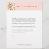 Gouden letter G bloemenmonogram Briefhoofd (Voorkant)