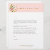 Gouden letter G bloemenmonogram Briefhoofd (Voorkant / Achterkant)