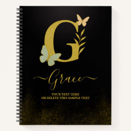 Gouden letter G Butterfly Notitieboek Hoesje