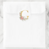 Gouden letter G met bloemen Ronde Sticker (Tas)