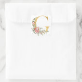 Gouden letter G met bloemen Vierkante Sticker (Tas)