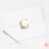 Gouden letter G met bloemen Vierkante Sticker (Envelop)