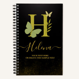 Gouden letter H Butterfly Spiral Notitieboek