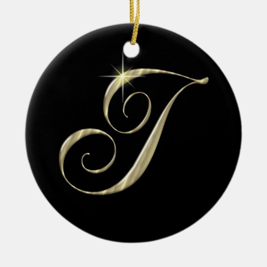Gouden Letter I Monogram Initiaal Ornament Fan Pul (Voorkant)