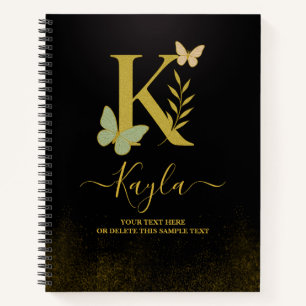 Gouden letter K vlinder Notitieboek