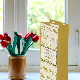 Gouden Letter M Patroon Elegant Moederdag Custom Wijn Cadeautas