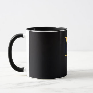 Gouden Letter M Zwarte Mok | Minimalistische Monog