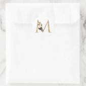Gouden letter MONOGRAM boho bordeauxrode bloemen C Ronde Sticker (Tas)