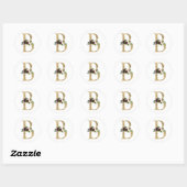Gouden letter MONOGRAM boho bordeauxrode bloemen Ronde Sticker (Vel)
