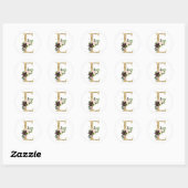Gouden letter MONOGRAM boho bordeauxrode bloemen   Ronde Sticker (Vel)