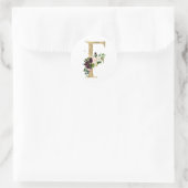 Gouden letter MONOGRAM boho bordeauxrode bloemen Ronde Sticker (Tas)