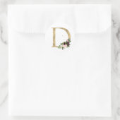 Gouden letter MONOGRAM boho bordeauxrood bloemen   Ronde Sticker (Tas)