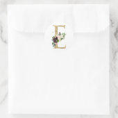 Gouden letter MONOGRAM boho bordeauxrood bloemen   Ronde Sticker (Tas)