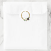Gouden letter MONOGRAM boho burgundy bloemen Cl Ronde Sticker (Tas)
