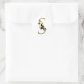 Gouden letter MONOGRAM boho burgundy bloemen Cla Ronde Sticker (Tas)