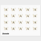 Gouden letter MONOGRAM boho burgundy bloemen Cla Ronde Sticker (Vel)