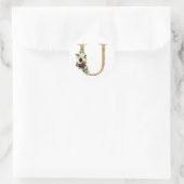 Gouden letter MONOGRAM boho burgundy bloemen Cla Ronde Sticker (Tas)