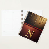 Gouden Letter N Monogram Met Druppelende Metaal Planner (Display)