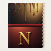 Gouden Letter N Monogram Met Druppelende Metaal Planner (Achterkant)