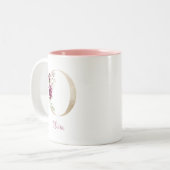 Gouden Letter O, Monogram O, Roze Bloem Cadeau Haa Tweekleurige Koffiemok (Voorkant links)