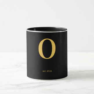 Gouden Letter  O Zwarte Mok | Minimalistische Mono