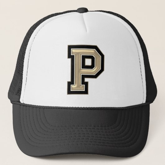 Gouden letter "P" Trucker Hat Pet (Voorkant)