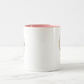 Gouden Letter Q, Monogram Q, Roze Bloem Cadeau voo Tweekleurige Koffiemok (Center)