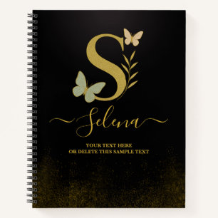 Gouden letter S Butterfly Notitieboek Hoesje