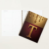 Gouden Letter T Monogram Met Druppelende Metaal Planner (Display)