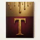 Gouden Letter T Monogram Met Druppelende Metaal Planner (Achterkant)