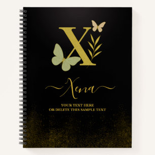 Gouden letter x vlinder Notitieboek Hoesje