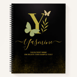 Gouden letter Y Vlinder Notitieboek Hoesje