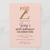 Gouden Letter Z Monogram Roze Rozen Kaart (Voorkant)