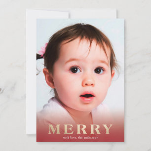 Gouden Lettering Rode Overlay Vet MERRY Foto Kaart