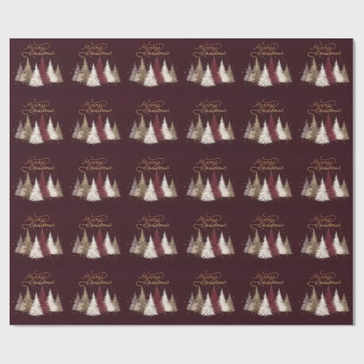 Gouden letters vrolijk kerstfeest cadeaupapier (Vlak)