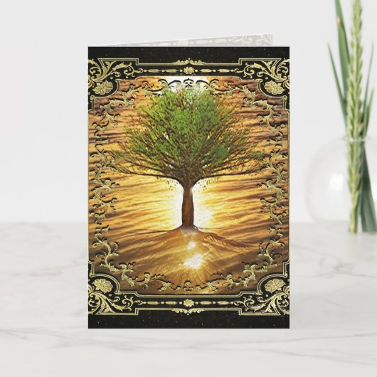 Gouden Levensboom Grafische Kunst Kaart (Voorkant)