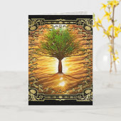 Gouden Levensboom Grafische Kunst Kaart (Gele Bloem)