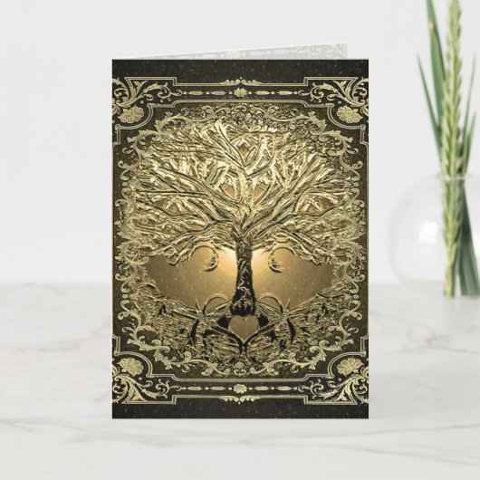 Gouden Levensboom Grafische Kunstkaart Kaart (Voorkant)
