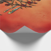 Gouden levensboom met rode edelstenen cadeaupapier (Hoek)